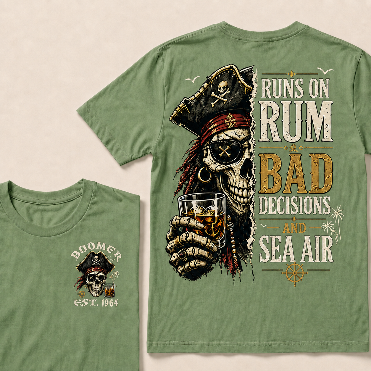 Runs On Rum Bad Decisions And Sea Air Custom Year T-Shirts