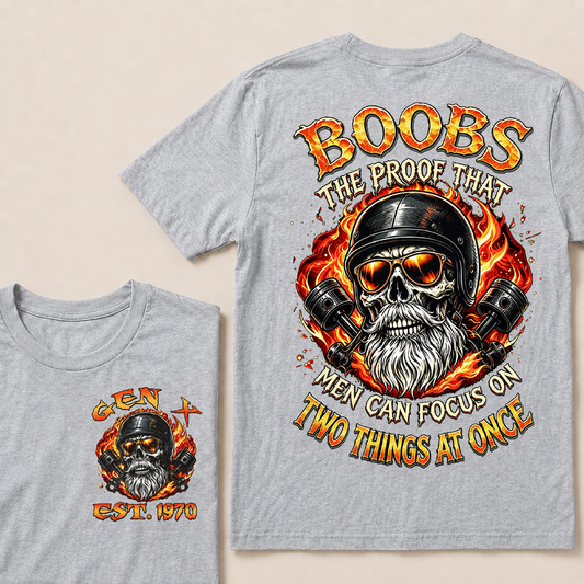 Boobs The Proof That Men Can Focus On Two Things At Once Custom Yea T-Shirts