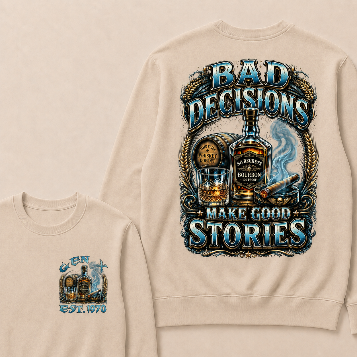 Bad Decisions Make Good Stories Custom Year crewneck