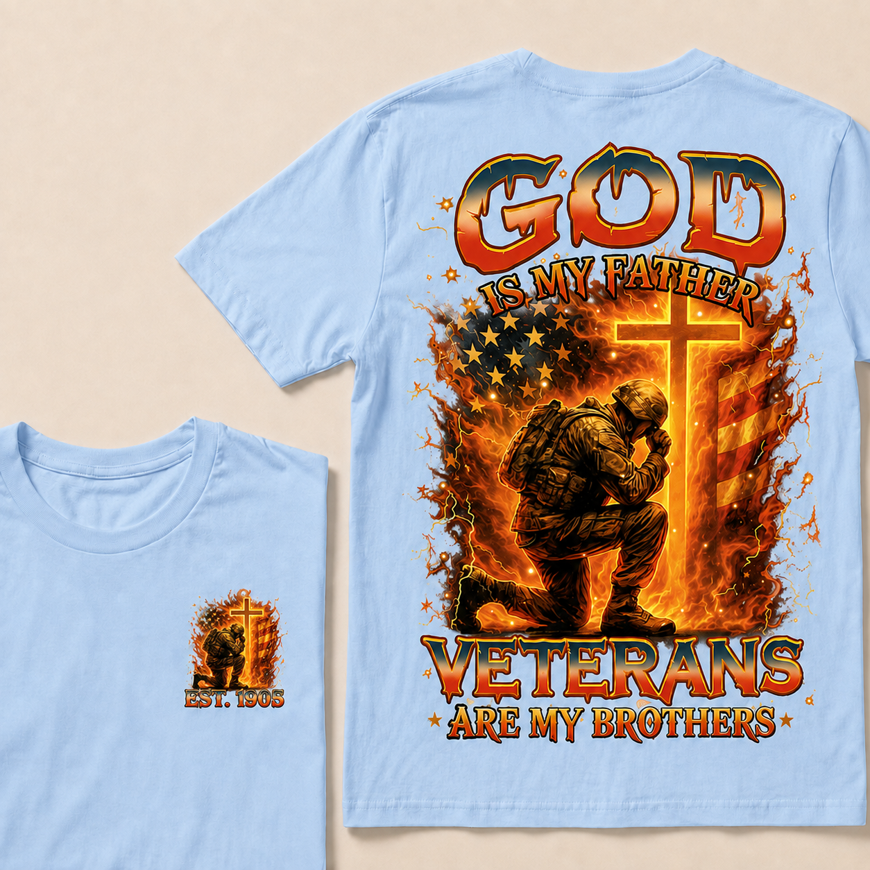 God Is My Father Veterans Are My Brothers Custom Year T-shirt