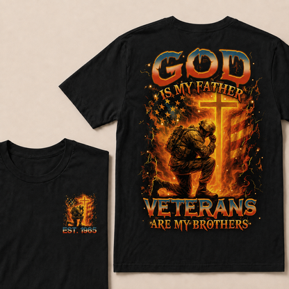 God Is My Father Veterans Are My Brothers Custom Year T-shirt