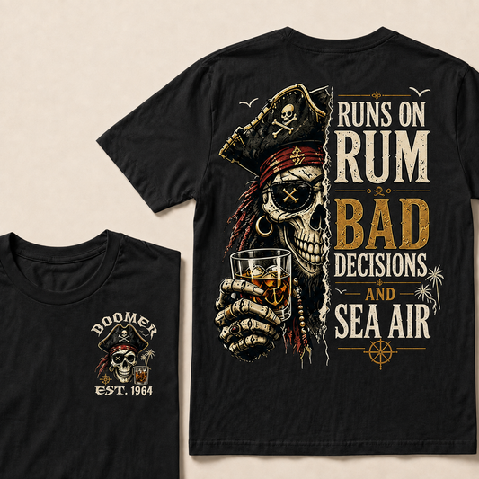 Runs On Rum Bad Decisions And Sea Air Custom Year  T-Shirts