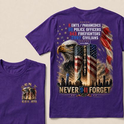 8 Emts/Paramedics 60 Police Officers 9-11-2001 Patriot Day Never Forget Custom Year T-Shirts