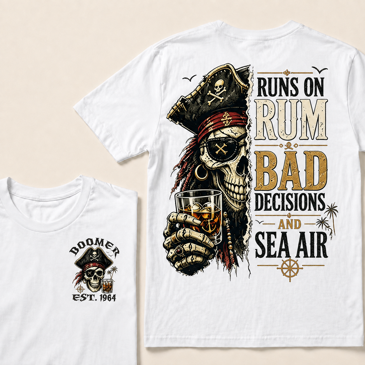 Runs On Rum Bad Decisions And Sea Air Custom Year  T-Shirts