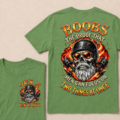 Boobs The Proof That Men Can Focus On Two Things At Once Custom Yea  T-Shirts