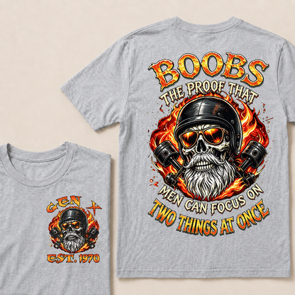 Boobs The Proof That Men Can Focus On Two Things At Once Custom Yea  T-Shirts