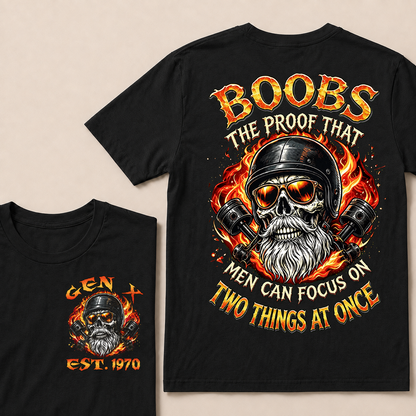 Boobs The Proof That Men Can Focus On Two Things At Once Custom Yea  T-Shirts