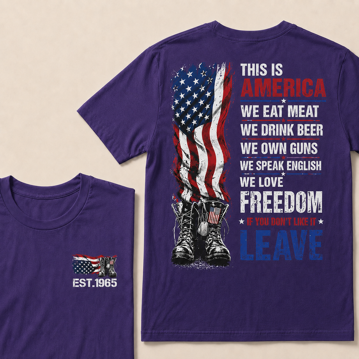 This Is America We Eat Meat We Drink Beer We Own Guns Custom Year   T-Shirts