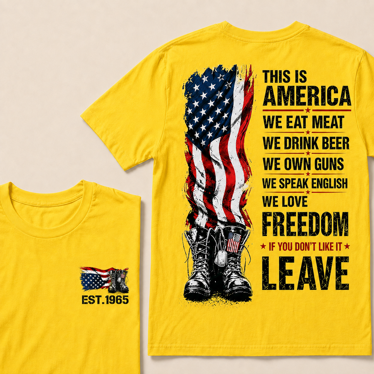 This Is America We Eat Meat We Drink Beer We Own Guns Custom Year   T-Shirts