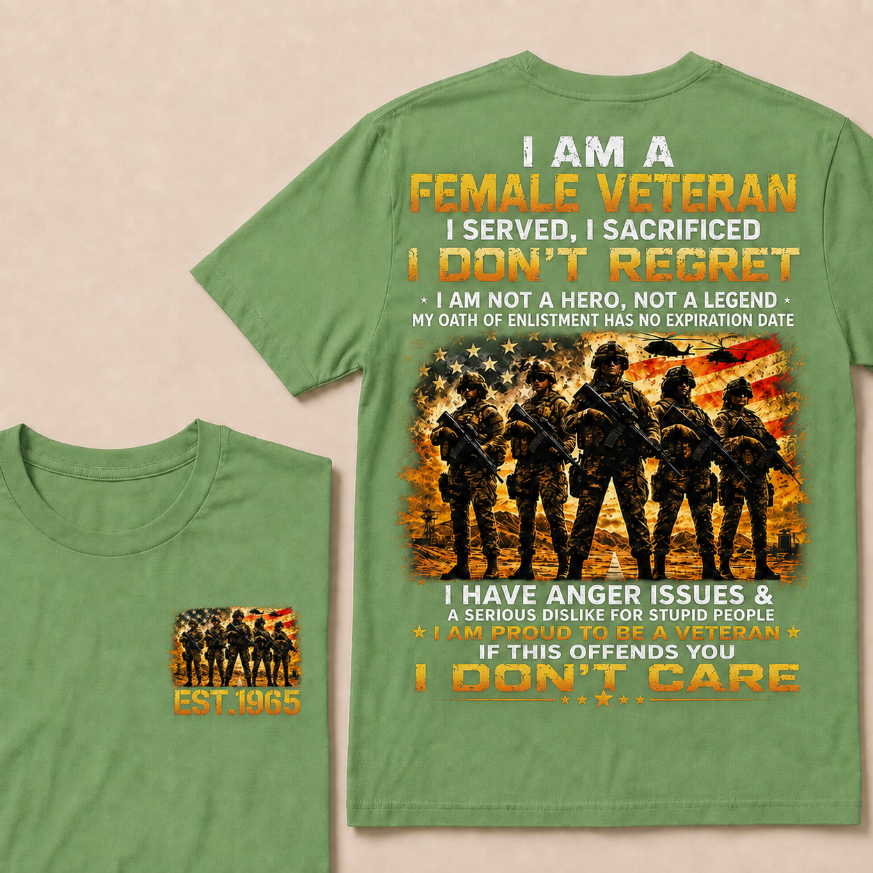 I Am A Female Veteran I Served I Sacrificed I Don't Regret Custom Year T-Shirts