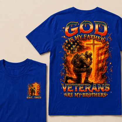 God Is My Father Veterans Are My Brothers Custom Year T-shirt