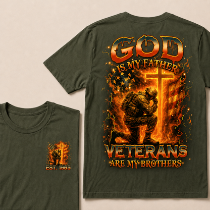 God Is My Father Veterans Are My Brothers Custom Year T-shirt