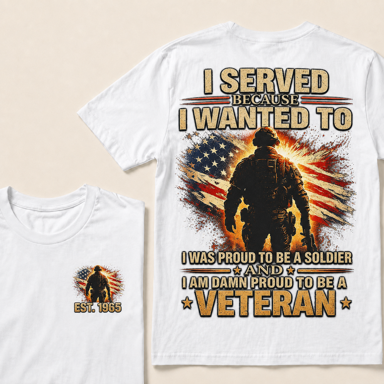 Served Because I Wanted To I Was Proud To Be A Soldier And I Am Damn Proud To Be A Veteran Custom Year T-shirt