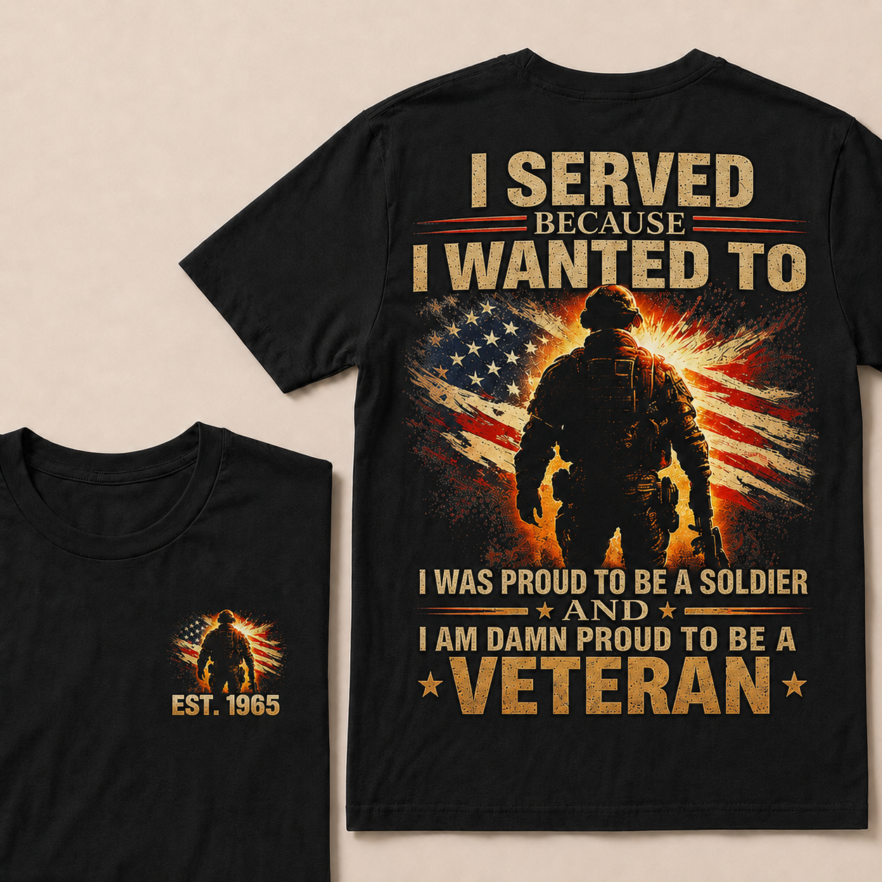 Served Because I Wanted To I Was Proud To Be A Soldier And I Am Damn Proud To Be A Veteran Custom Year T-shirt