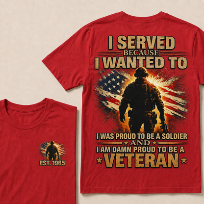 Served Because I Wanted To I Was Proud To Be A Soldier And I Am Damn Proud To Be A Veteran Custom Year T-shirt