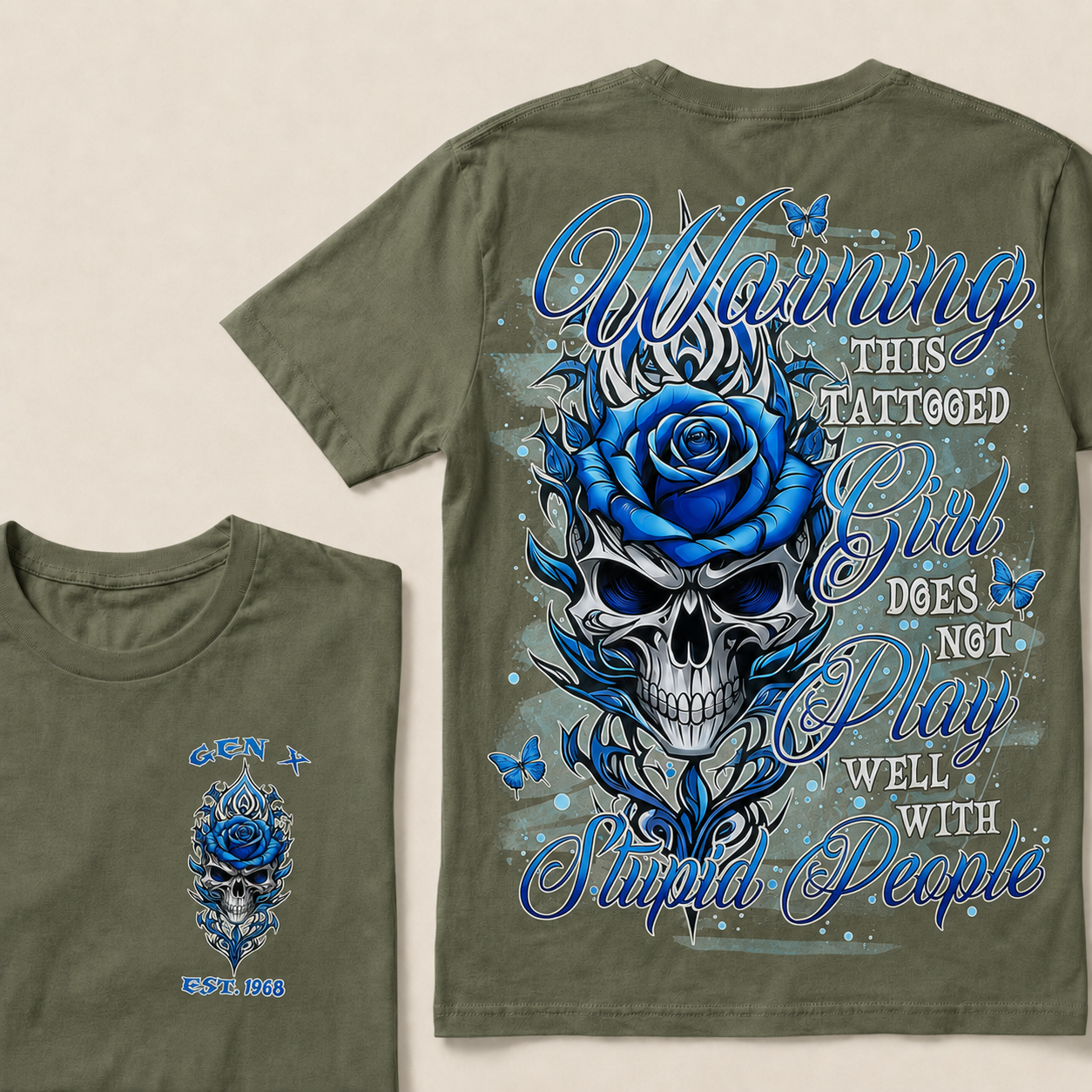 Warning This Tattooed Girl Custom Year  T-Shirts