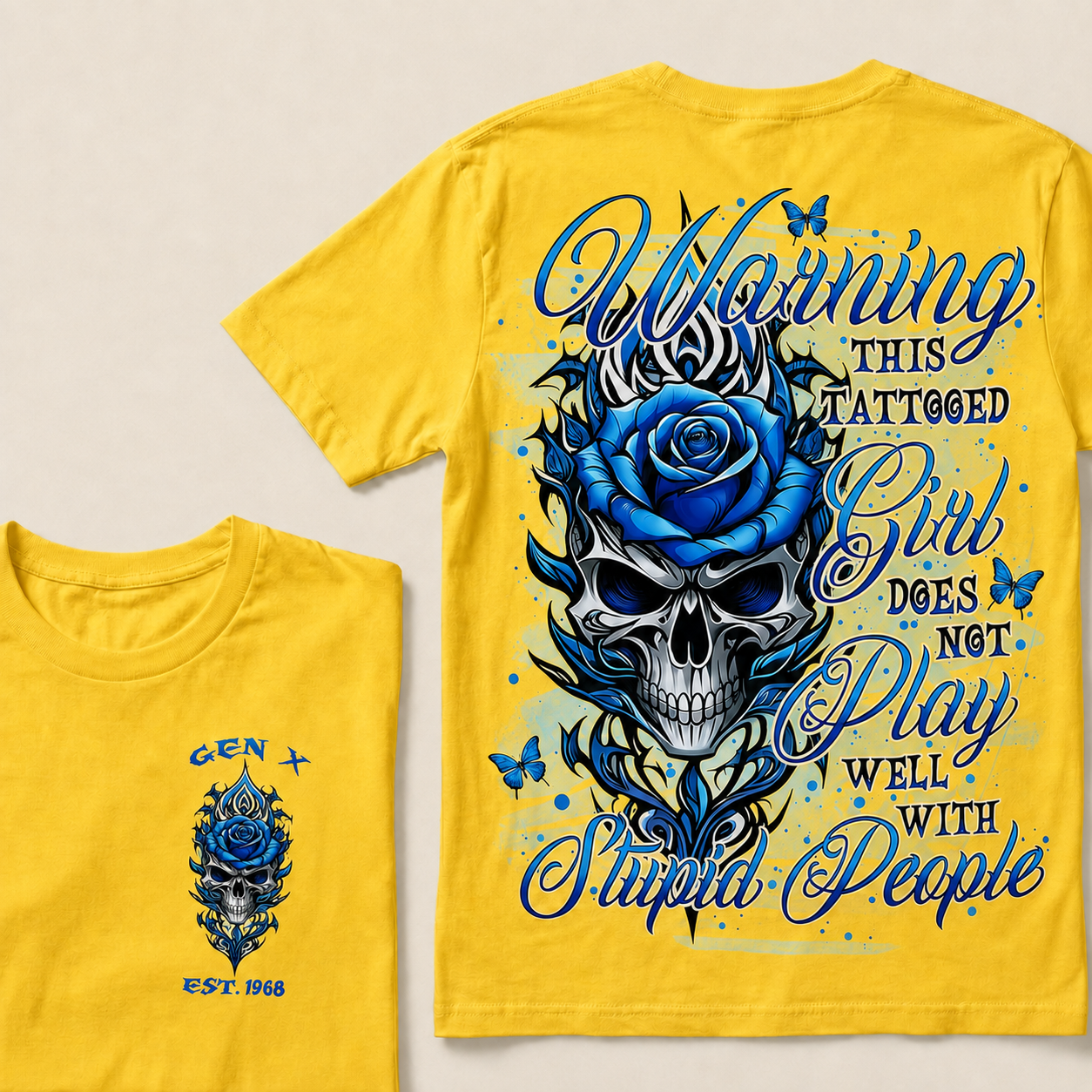 Warning This Tattooed Girl Custom Year  T-Shirts