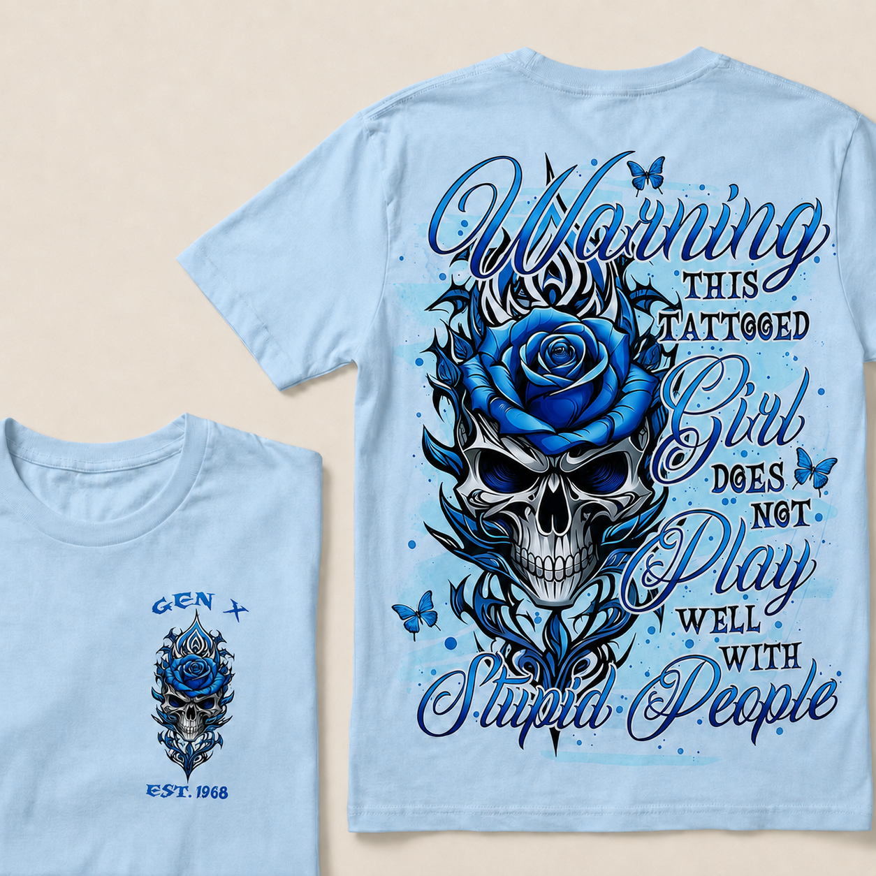 Warning This Tattooed Girl Custom Year  T-Shirts