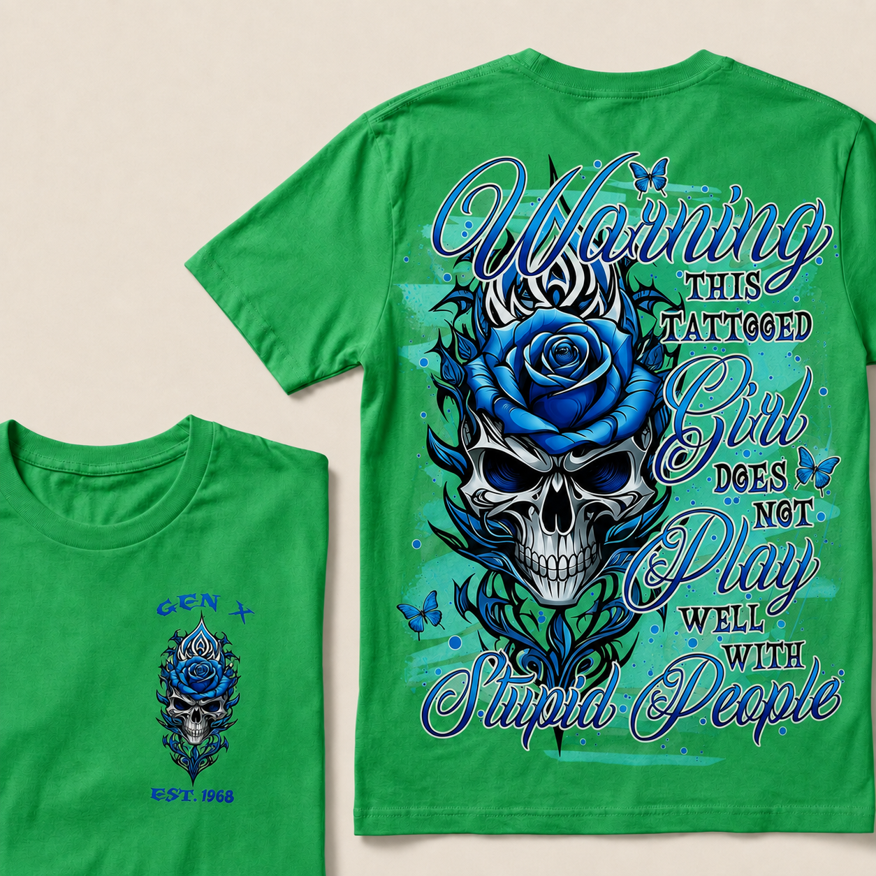 Warning This Tattooed Girl Custom Year  T-Shirts