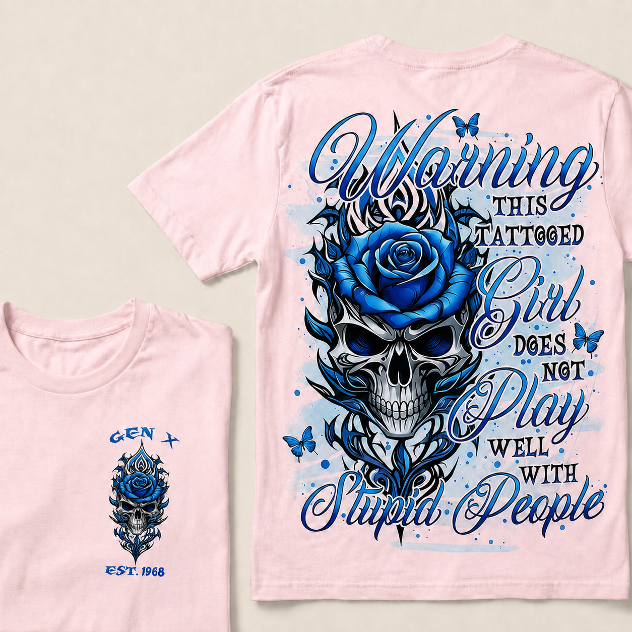 Warning This Tattooed Girl Custom Year  T-Shirts