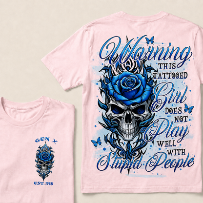 Warning This Tattooed Girl Custom Year  T-Shirts