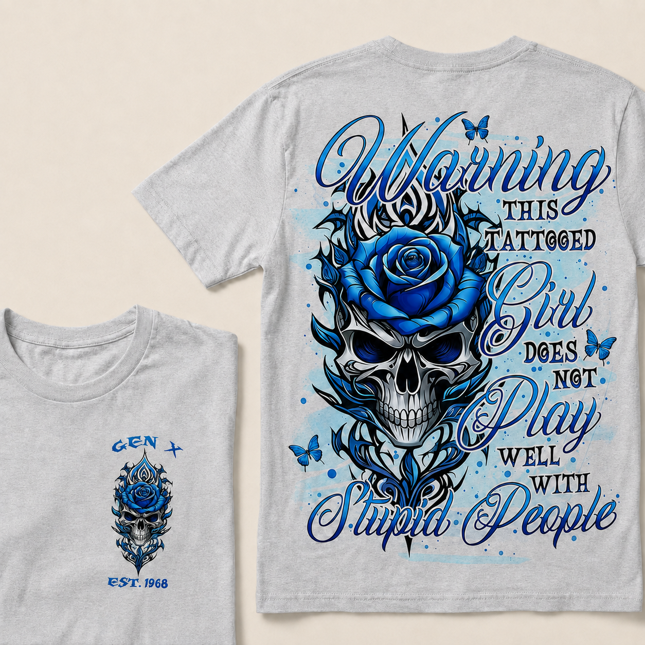 Warning This Tattooed Girl Custom Year  T-Shirts