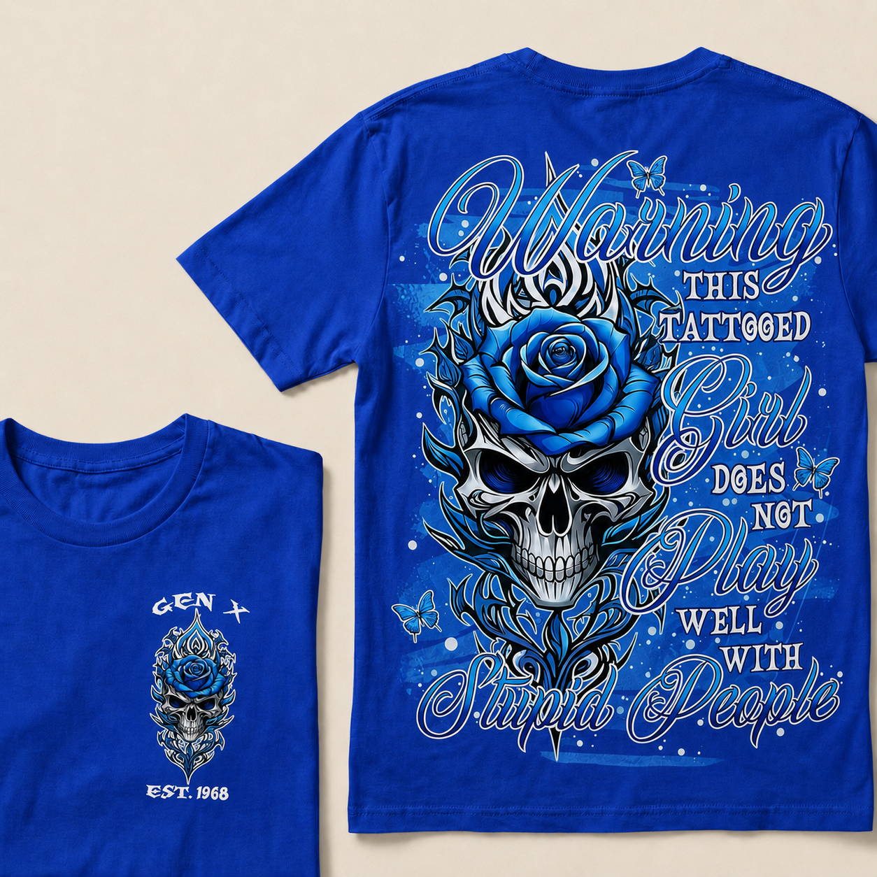 Warning This Tattooed Girl Custom Year  T-Shirts