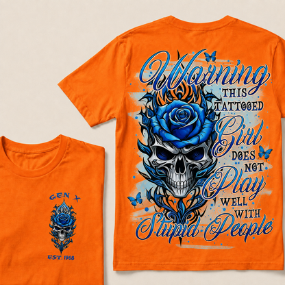 Warning This Tattooed Girl Custom Year  T-Shirts