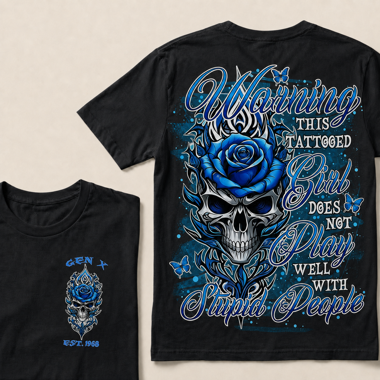 Warning This Tattooed Girl Custom Year  T-Shirts